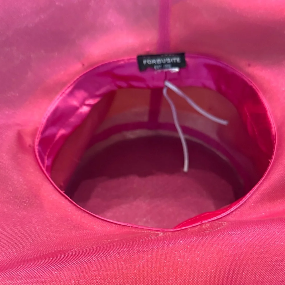 Elegant Pink and Orange Organza Wide-Brim Ladies Hat - Picture 5 of 7